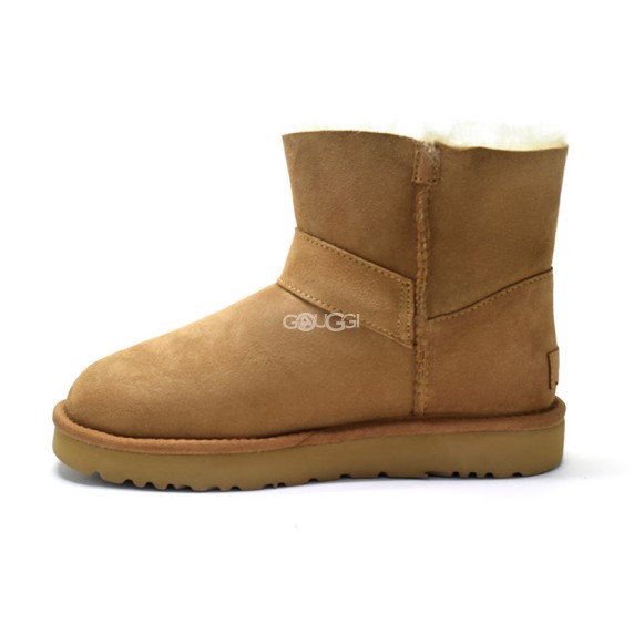 Женские мини угги Ugg Mini Bailey Graphic Logo Suede Chestnut