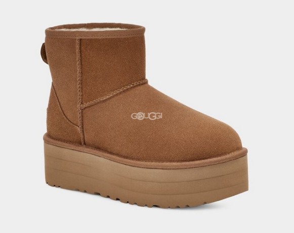 Женские мини угги на платформе UGG Classic Mini Platform Chestnut