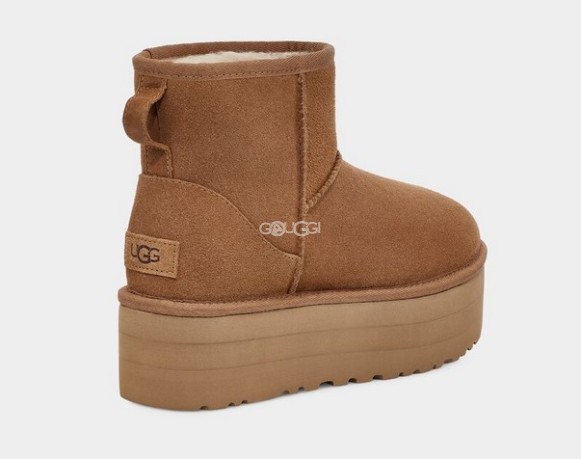 Женские мини угги на платформе UGG Classic Mini Platform Chestnut
