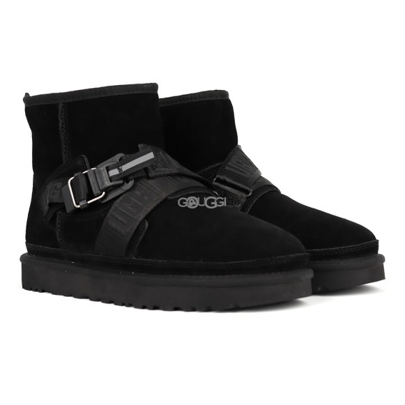 Мужские ультра короткие угги UGG Classic Ultra Mini Hybrid Strap Short Boots Black