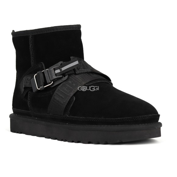 Мужские ультра короткие угги UGG Classic Ultra Mini Hybrid Strap Short Boots Black
