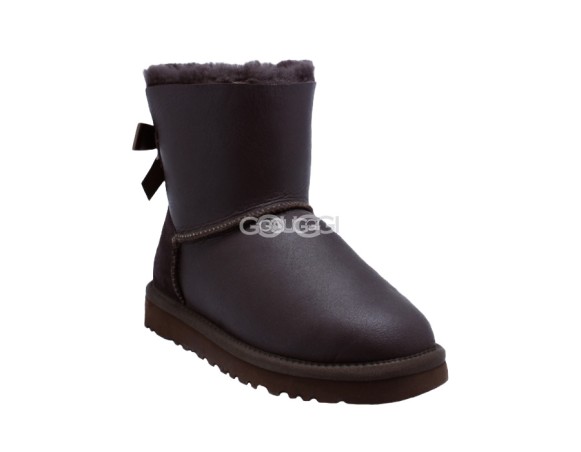 Женские мини угги с бантиками Mini Bailey Bow Metallic Chocolate
