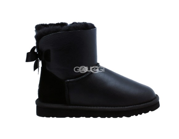 Женские мини угги с бантиками Mini Bailey Bow Metallic Black