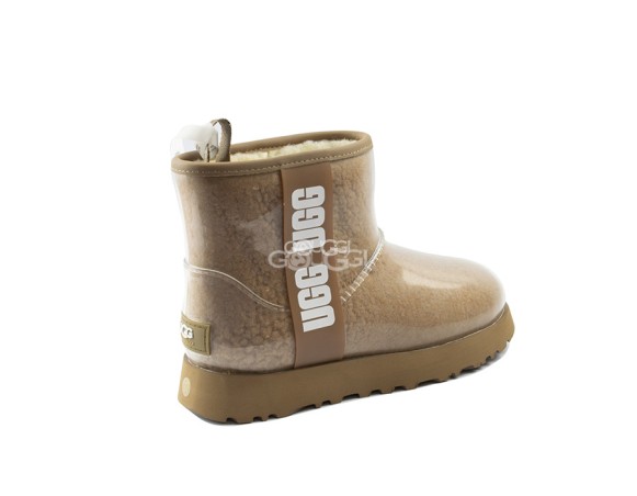 Женские прозрачные мини угги Classic Clear Mini Natural Sand