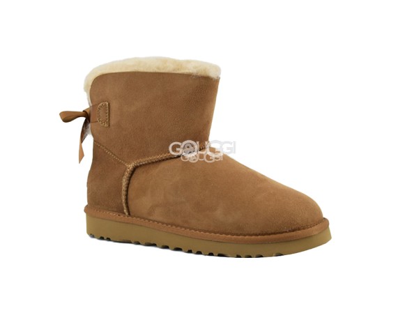 Женские мини угги с бантиками Mini Bailey Bow Chestnut II