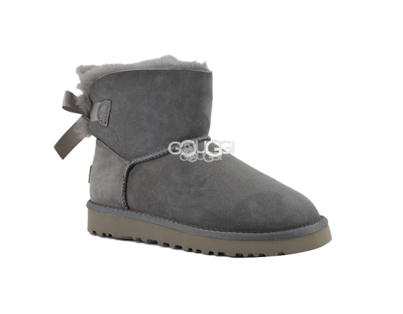 Женские мини угги с бантиками Mini Bailey Bow Grey II