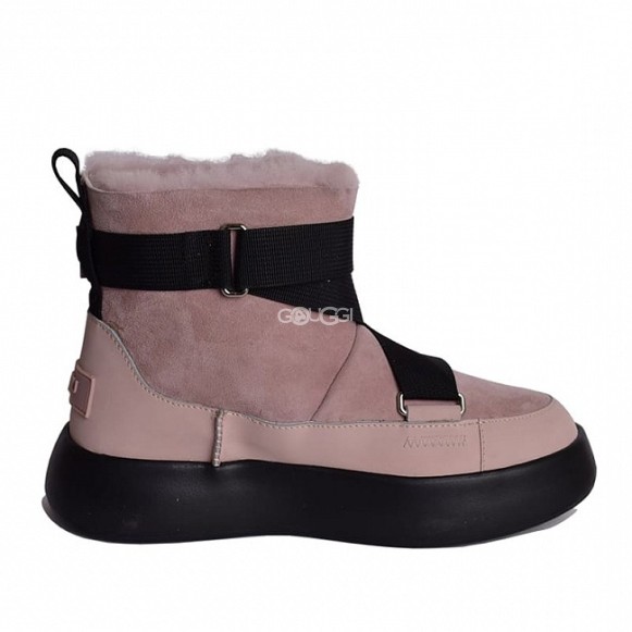 Женские короткие угги Ugg Classic Boom Buckle Boot Pink Crystal