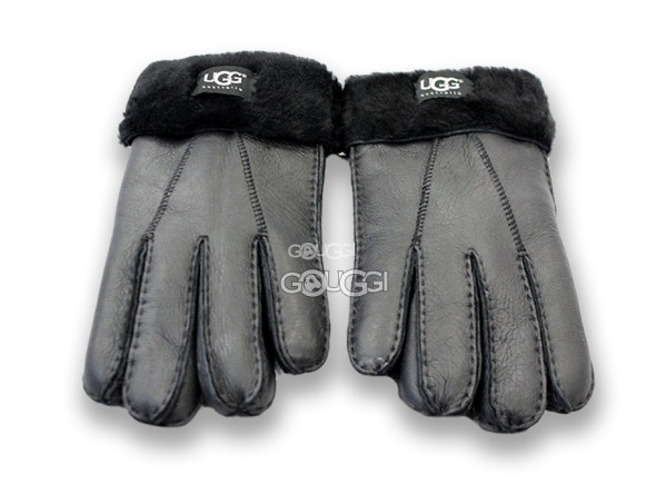 меховые перчатки мужские Leather Black