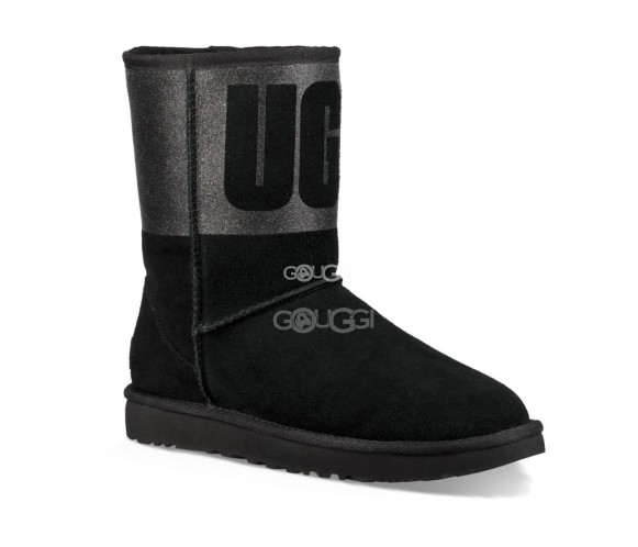Женские короткие угги Classic Short Sparkle Black