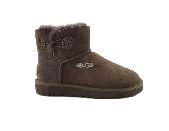 Женские мини угги с пуговицей Mini Bailey Button Chocolate