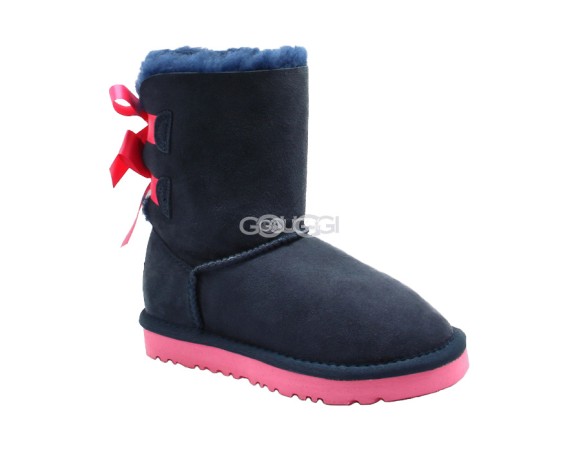 Детские угги с бантиками Kids Bailey Bow Navy (Pink Stole)