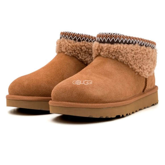 Женские ультра мини угги Ultra Mini Maxi Curly Boot - Chestnut