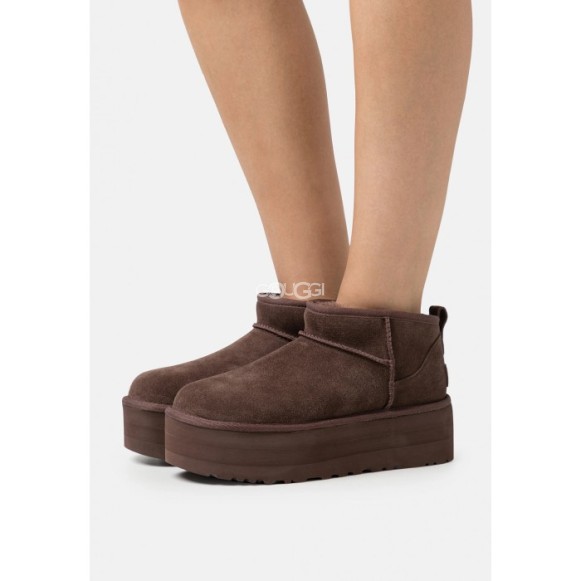 Женские ультра мини угги на платформе UGG Classic Ultra Mini Platform Burnt Cedar
