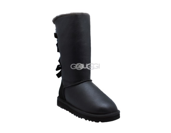 Женские высокие угги с бантиками Bailey Bow Tall Metallic Black