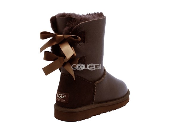 Женские угги с бантиками Bailey Bow Metallic Chocolate