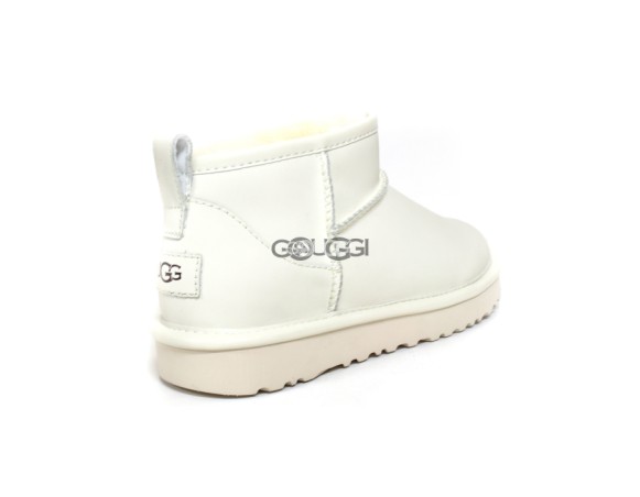Женские кожаные ультра мини угги Ultra mini Leather White