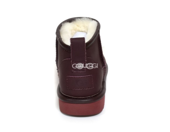 Женские кожаные ультра мини угги Ultra mini Leather Chocolate