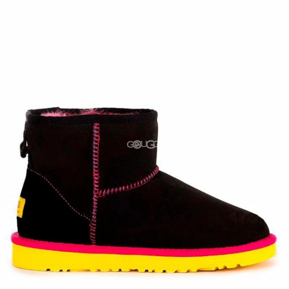 Женские непромокаемые мини угги Ugg Classic Mini II Black-Yellow