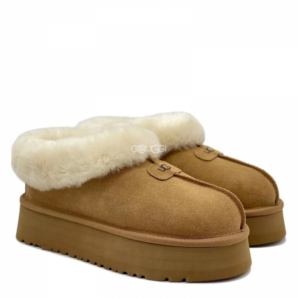 Женские слипоны на платформе Ugg Platform Slipper Chestnut