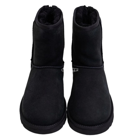 Женские короткие угги на молнии Ugg Classic Short Zip II Black (без камней)