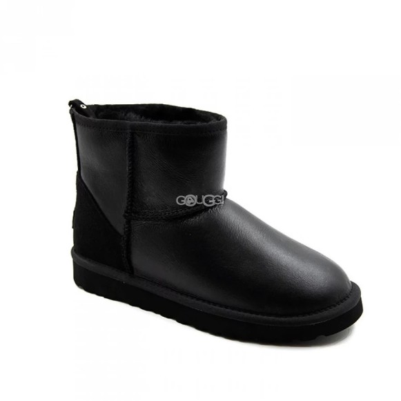Женские мини угги на молнии Ugg Classic Mini Zip Metallic Black (без камней)