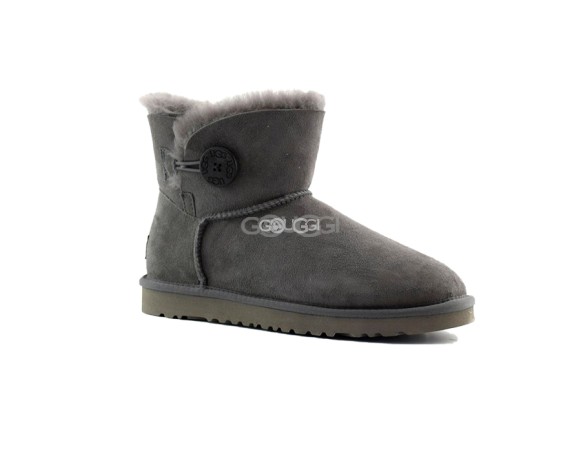 Женские мини угги с пуговицей Mini Bailey Button Grey