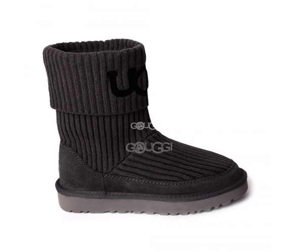 Женские вязаные угги Classic Rib Knit Grey