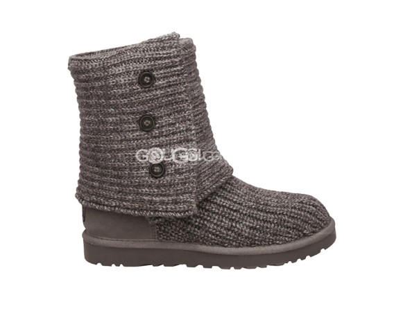 Женские короткие вязаные угги UGG Classic Cardy Grey