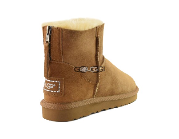 Женские мини угги на молнии Classic Mini ZIP Chestnut 2
