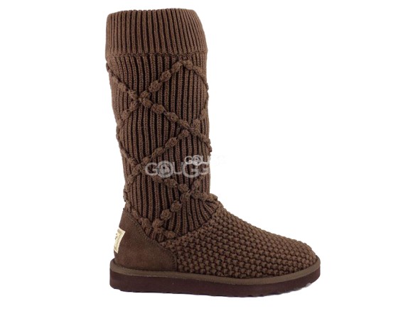 Женские вязаные угги Classic Argyle Knit Chocolate