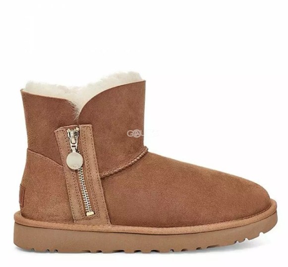 Женские мини угги на молнии Ugg Mini Zipper Chestnut