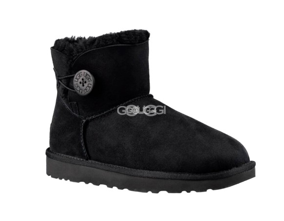 Женские мини угги с пуговицей Mini Bailey Button Black II 