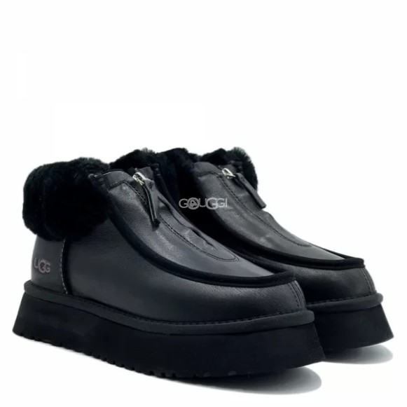 Женские угги на платформе кожаные Ugg Funkette Platform Boots Leather Black